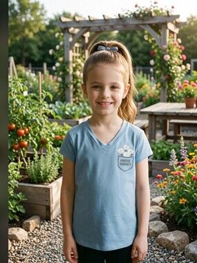 Jenna & Jessie Blue V-Neck Daisy Graphic Tee - Size 8